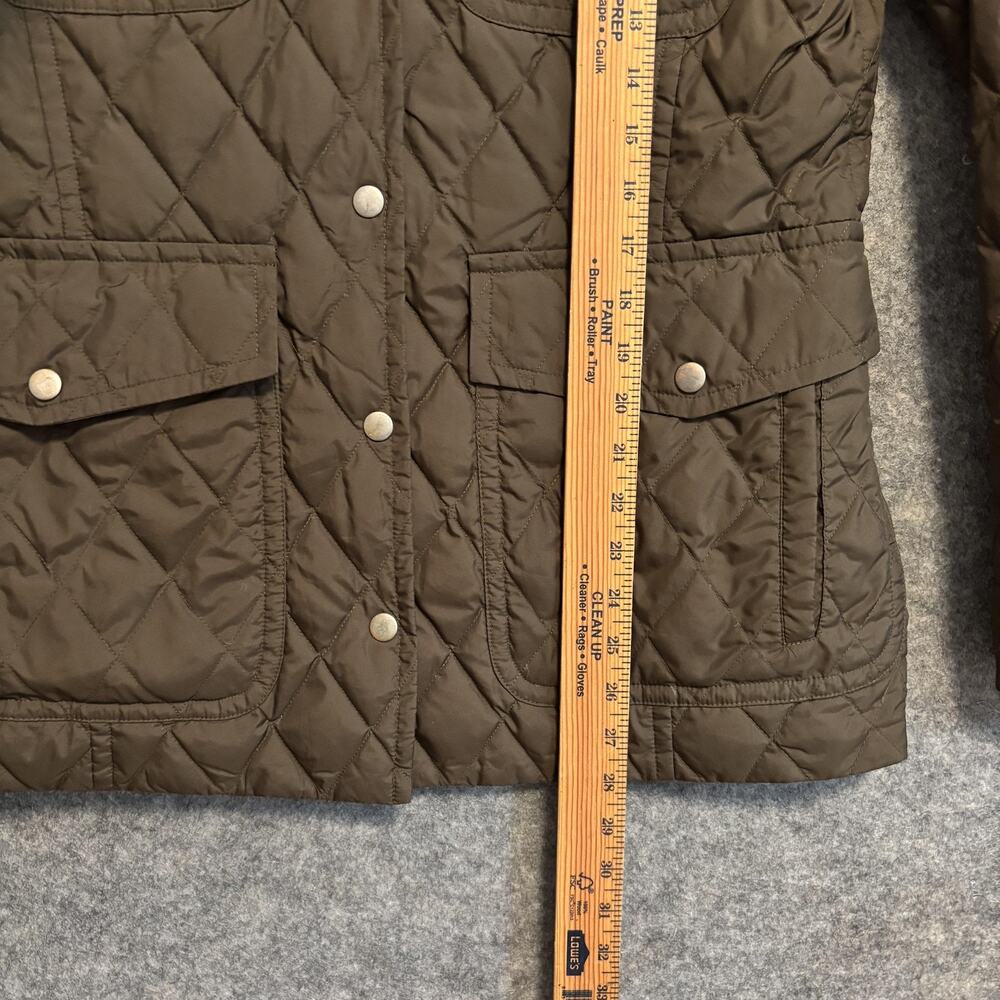 J Crew Jacket Womens Size Medium Green Quilted Down Snap Pockets Mid Length Coat - Picture 12 of 14